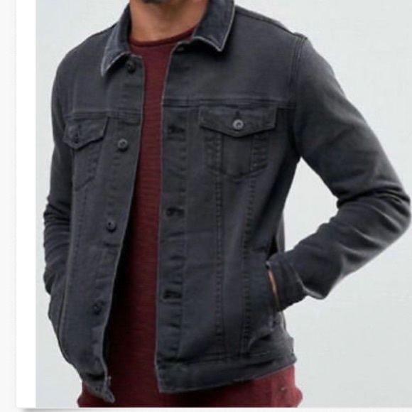 mens charcoal denim jacket